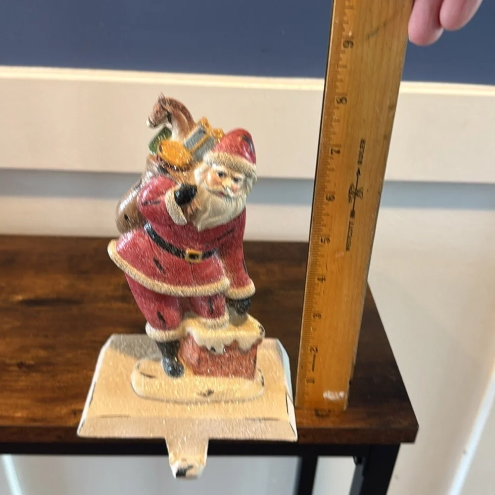 LARGE CHRISTMAS STOCKING HOLDER, HANGER - OLD FASHIONED SANTA CLAUS